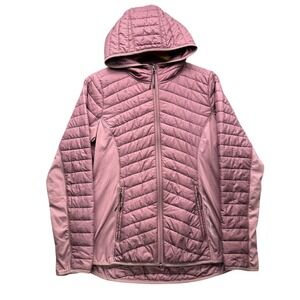 Skechers Performance Jacket Women's Size M Pink Quilted Full Zip Hooded